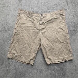 H&M Divided Shorts Men Measured 38x9 Khaki Beige Chino Flat Front Pockets Cotton